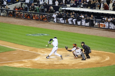 Derek Jeter hits an RBI double in the first inning  (Photo: Stefanie Gordon)